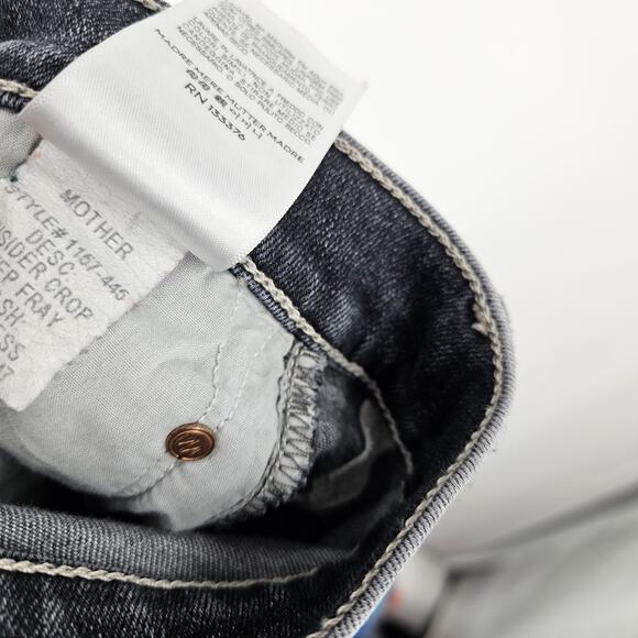 Mother The Insider Crop Step Fray Jeans Black Gray Bootcut High Waist Size 26 - Picture 7 of 7